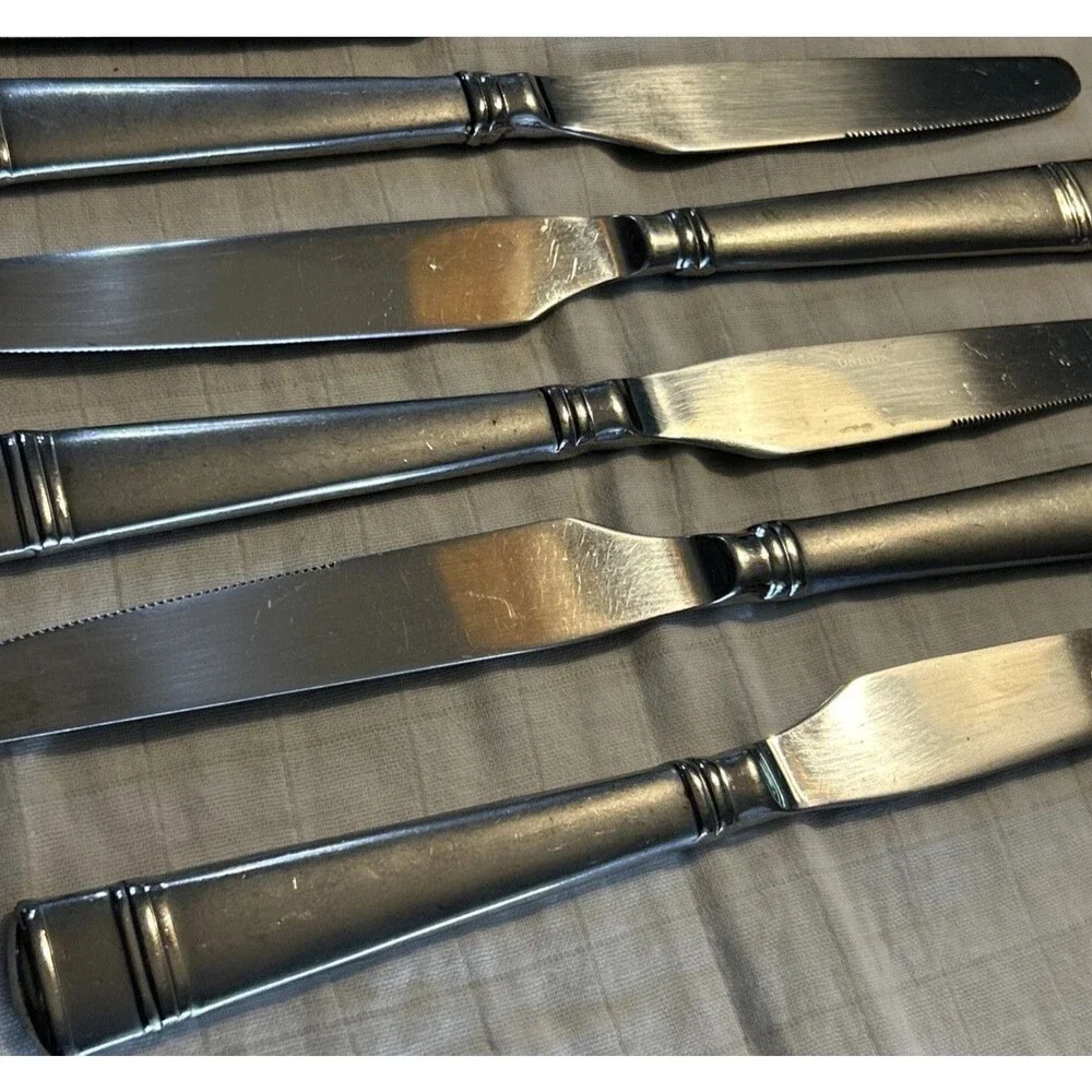 Oneida TIRAMISU Dinner Knife Set Of 11 Stainless Frosted Handle Silverware